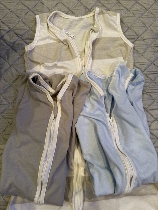 Licten Other - Neutral Baby Zip Sleep Sacks - Gray stripe, gray and Light Blue Licten